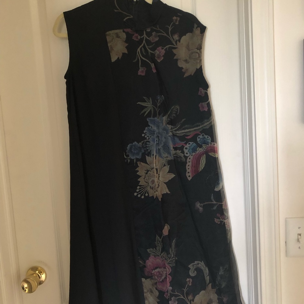 Black silk Asian inspired dress.